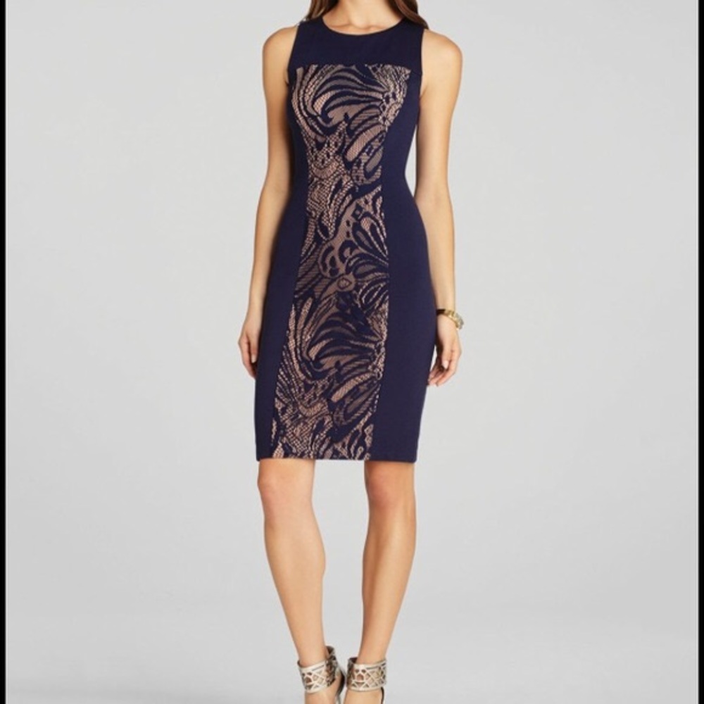 NWT BCBG Maxazria royal blue lace sleeveless dress